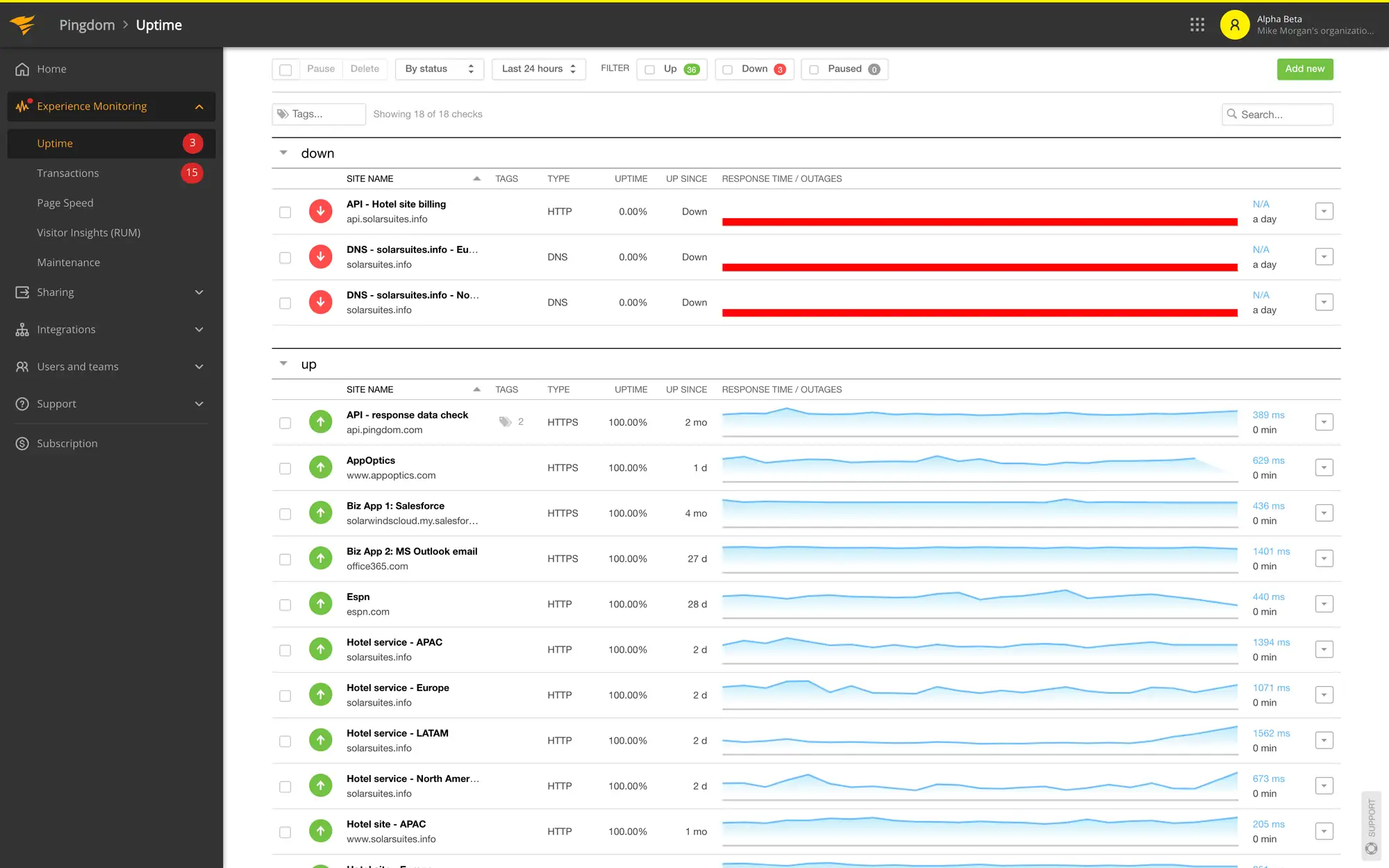 Pingdom Server Monitor